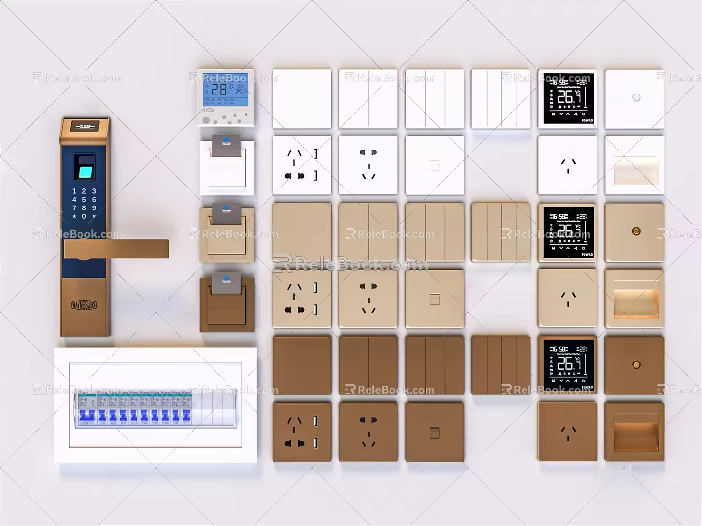Modern switch switch socket password lock distribution box 3d model