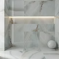 Elegant Marble Tile Component Featuring Light Texture Built In Light Strip And White Sphere 3d model