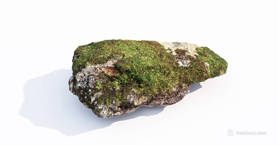 Mossy Natural Stone And Rustic Wood With Organic Texture For Decorative Design 3d model 