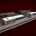 Modern White Yacht With Red Stripes And Multiple Windows On Deck