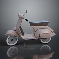 Vintage Pastel Pink Scooter With Rounded Body Design And Leather Seat