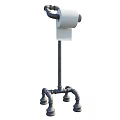 Industrial Style Toilet Paper Holder With Metal Pipe Stand And Base
