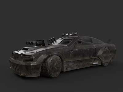 Armored Combat Car With Roof Weapons Sturdy Tires And Rugged Metal Design 3d model