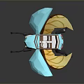 Blue Insect Model With Yellow Transparent Wings And Mechanical Design On Dark Reflective Surface