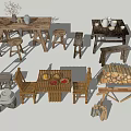Rustic Wooden Table Chair Sets With Bamboo Furniture And Natural Decorations