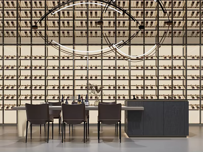 Modern Tobacco And Liquor Store Interior With Wine Racks And Chairs 3d model