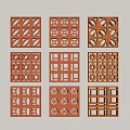 Orange Square Room Dividers With Diverse Geometric Patterns And Designs 3d model