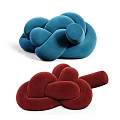 Modern Blue and Red Lazy Sofa with Knotted Design and Soft Plush Fabric
