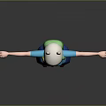 Game Movie Character With Rabbit Ears Blonde Hair Blue Outfit And Green Backpack