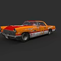 Vintage Race Car With Orange White Body Number 11 And Sponsor Stickers