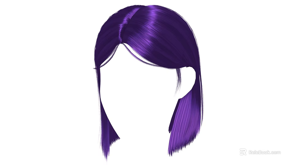 Modern Short Purple Hair Hairstyle Design With Bangs And Stylish Look 3d model 