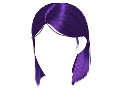 Modern Short Purple Hair Hairstyle Design With Bangs And Stylish Look 3d model