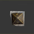Golden Ancient Pyramid Scenery With Intricate Carvings On Stone Base And Dark Backdrop
