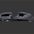 Blue Striped Fleece Slippers With Braided Sole And Comfortable Plush Lining