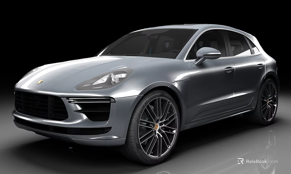 Silver Porsche Macan SUV Featuring Sleek Modern Exterior And Large Alloy Wheels 3d model 
