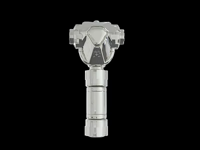 Transparent Mechanical Part With Cylindrical Body And Detailed Top Structure 3d model