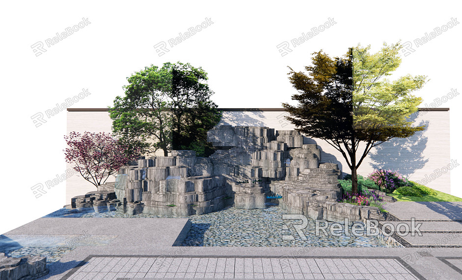 New Chinese style landscape sketch courtyard landscape landscape model