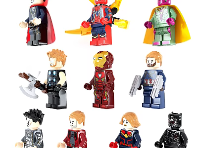 Lego Marvel Superheroes Minifigures Including Thor Iron Man And More 3d model