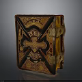 Vintage Decorative Leather Box With Intricate Patterns Engraved Text And Brass Clasps