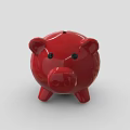 Decorative Ornament Set Featuring Adorable Glossy Red Pig Shaped Piggy Bank for Home Decor