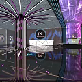 Modern KTV Interior Design With Neon Lights Bar Counter And Reflective Floor