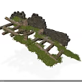 Modern Garden Design Featuring Stone Wall Wooden Beams And Lush Moss