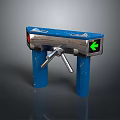 Blue Double Wing Metal Turnstile With Green Arrow Indicator And Pedestrian Access Control