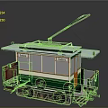 Vintage Green And White Tram Number 3 With Strasbourg Sign Roof Pantograph And Open Carriage