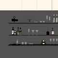 Modern Storage Shelf Design With Wine Bottles Wine Glasses And Built In Lighting