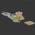 Wooden Dock Structure With Planks Crates And Floating Platform Sections