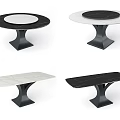 Modern Dining Tables With Marble Tabletops And Black Bases In Round And Rectangular Shapes 3d model