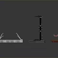 Weapon Model Components Featuring Blue Platform Black Vertical Device And Red Elongated Stand 3d model