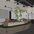 Modern Cafe Dining Table and Chair Combination Card Seat Bookshelf Cafe 3d model