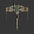 Gray White Interstellar Starfighter With Engines Wings Cockpit And Red Stripes