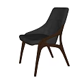 Black Leather Single Chair with Curved Wooden Frame and Modern Comfortable Design
