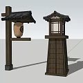 Floor lamp viewing lamp garden lamp lamp combination 3d model