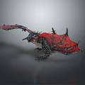 Game Movie Dragon Character With Red Wings Black Scaled Body And Sharp Spikes Claws