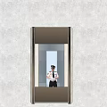 Modern Security Booth With Glass Panel And Uniformed Security Guard Inside 3d model