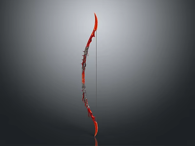 Red Archery Bow With Modern Design Sleek Curved Structure And Detailed Components 3d model