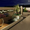 Roof Garden Landscape Design With Lush Trees Colorful Bushes Water Feature And Seating Area