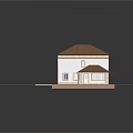 Two Story Detached Villa With White Exterior Walls Orange Trim Red Roof And Porch