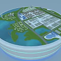 Modern Industrial Plant Layout With Green Areas Water Bodies And Roads