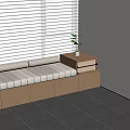 Modern Interior Design With Window Bench Blinds Side Table Plant And Artwork 3d model