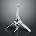 Spacecraft Model Featuring Triangular Structure And Deployed Components For Space Exploration