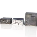 Three Old Weapon System Electronic Devices With Classic Knobs Dials And Silver Black Cases 3d model
