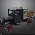 Vintage Toy Truck With Wooden Cargo Bed Red Wheels And Driver Figure