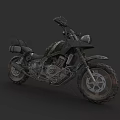 Off Road Motorcycle 3D Model With Large Tires Black Seat And Worn Metal Parts