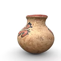 Traditional Terracotta Clay Vase With Red And Black Snake Like Patterns
