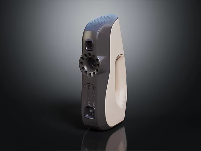 Handheld Scanner Device With Ergonomic Handle Grey White Design And Camera Lens 3d model