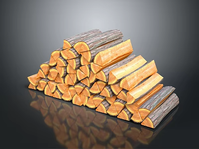 Neatly Stacked Split Firewood Logs for Home Heating and Cooking 3d model